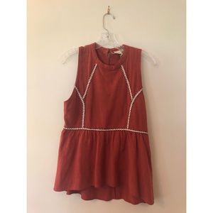 Embroidered, sleeveless blouse